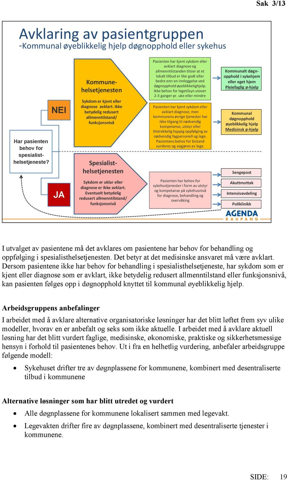 bedre enn en innleggelse ved døgnopphold øyeblikkelighjelp. Ikke behov for legetilsyn utover 2-3 ganger pr.