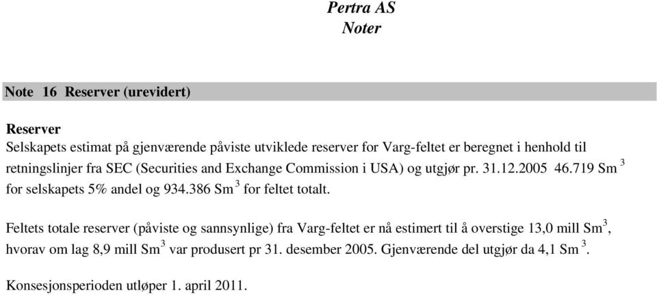 386 Sm 3 for feltet totalt.