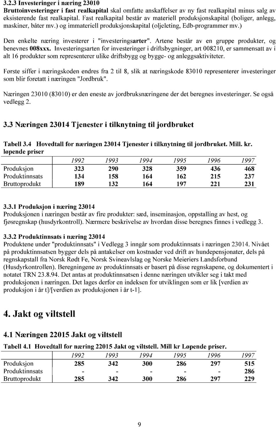 ) Den enkelte næring investerer i "investeringsarter". Artene består av en gruppe produkter, og benevnes 008xxx.