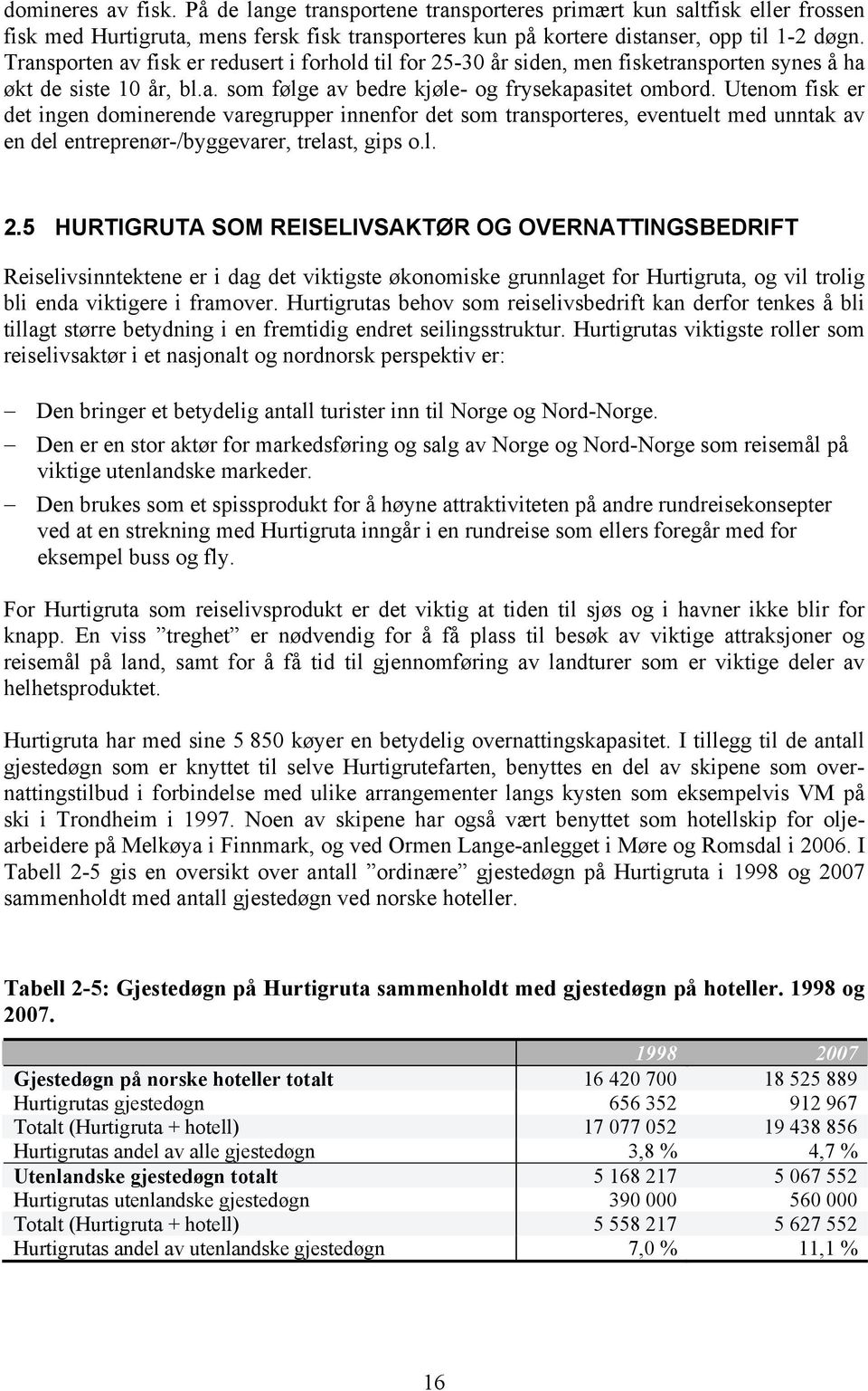 Utenom fisk er det ingen dominerende varegrupper innenfor det som transporteres, eventuelt med unntak av en del entreprenør-/byggevarer, trelast, gips o.l. 2.