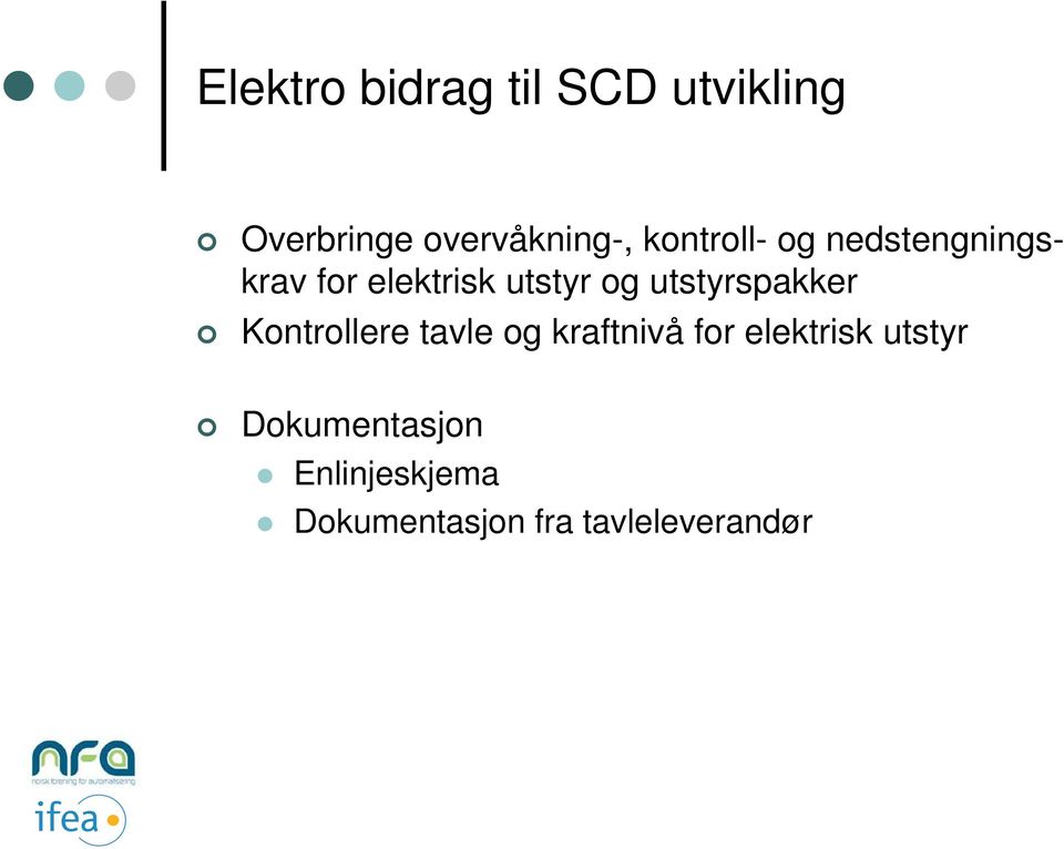 utstyrspakker Kontrollere tavle og kraftnivå for elektrisk