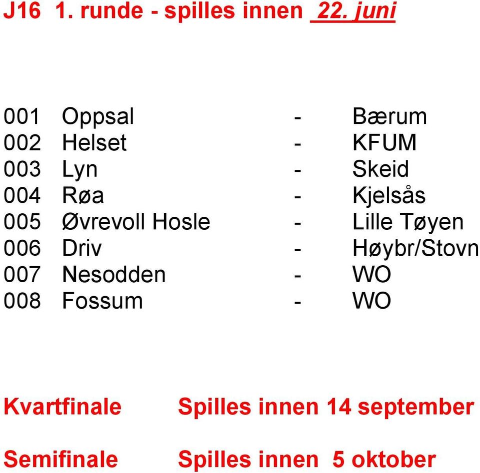 Røa - Kjelsås 005 Øvrevoll Hosle - Lille Tøyen 006 Driv -