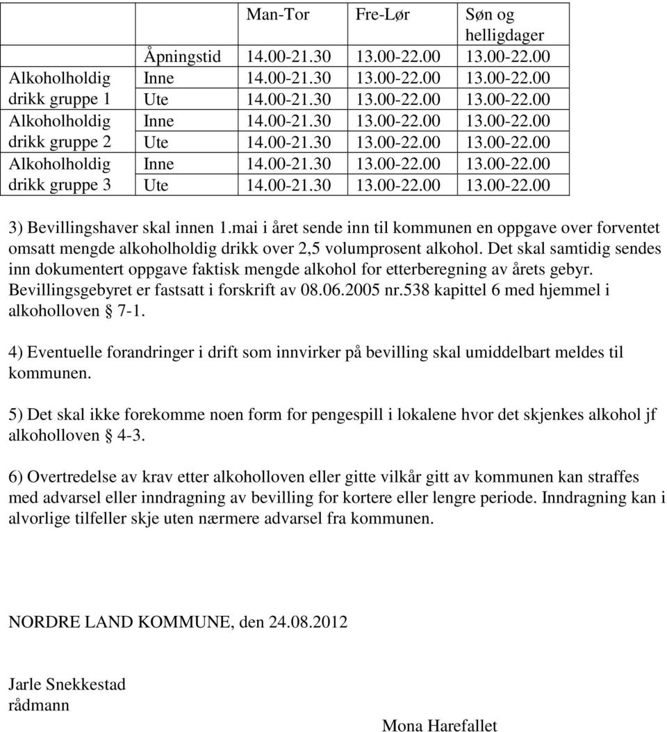 mai i året sende inn til kommunen en oppgave over forventet omsatt mengde alkoholholdig drikk over 2,5 volumprosent alkohol.