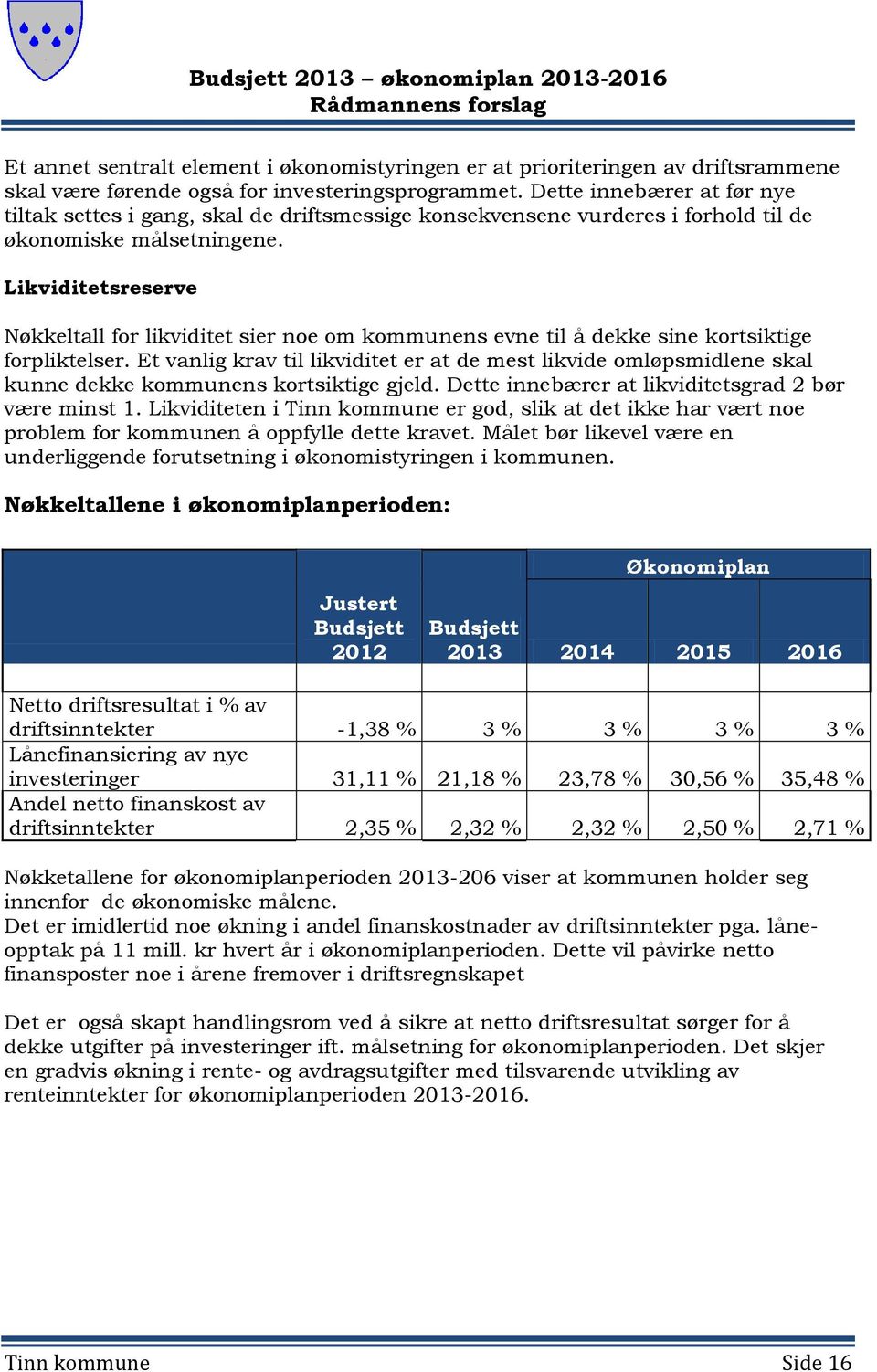 Likviditetsreserve Nøkkeltall for likviditet sier noe om kommunens evne til å dekke sine kortsiktige forpliktelser.