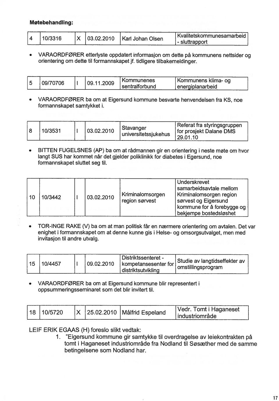 tidligere tilbakemeldinger. 5 09170706 I 09.11.