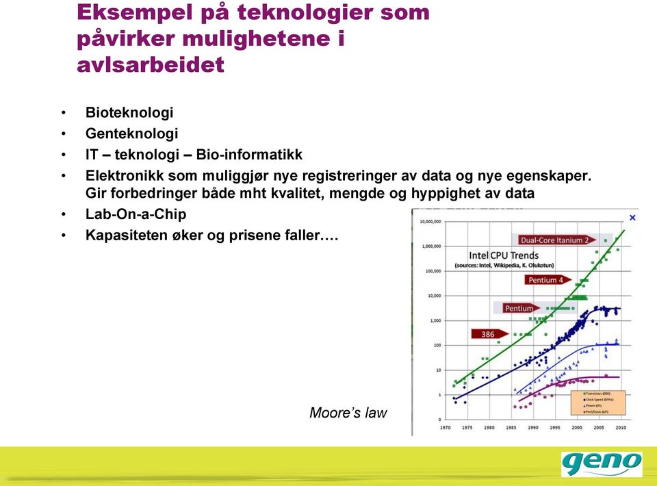 registreringer av data og nye egenskaper.