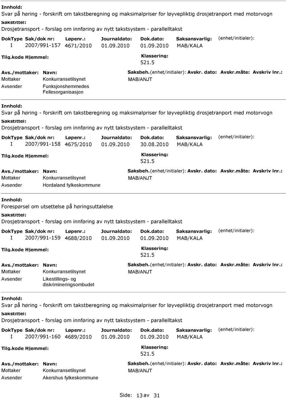 Hordaland fylkeskommune nnhold: Forespørsel om utsettelse på høringsuttalelse 2007/991-159 4688/2010 Avsender Likestillings- og diskrimineringsombudet nnhold: Svar på