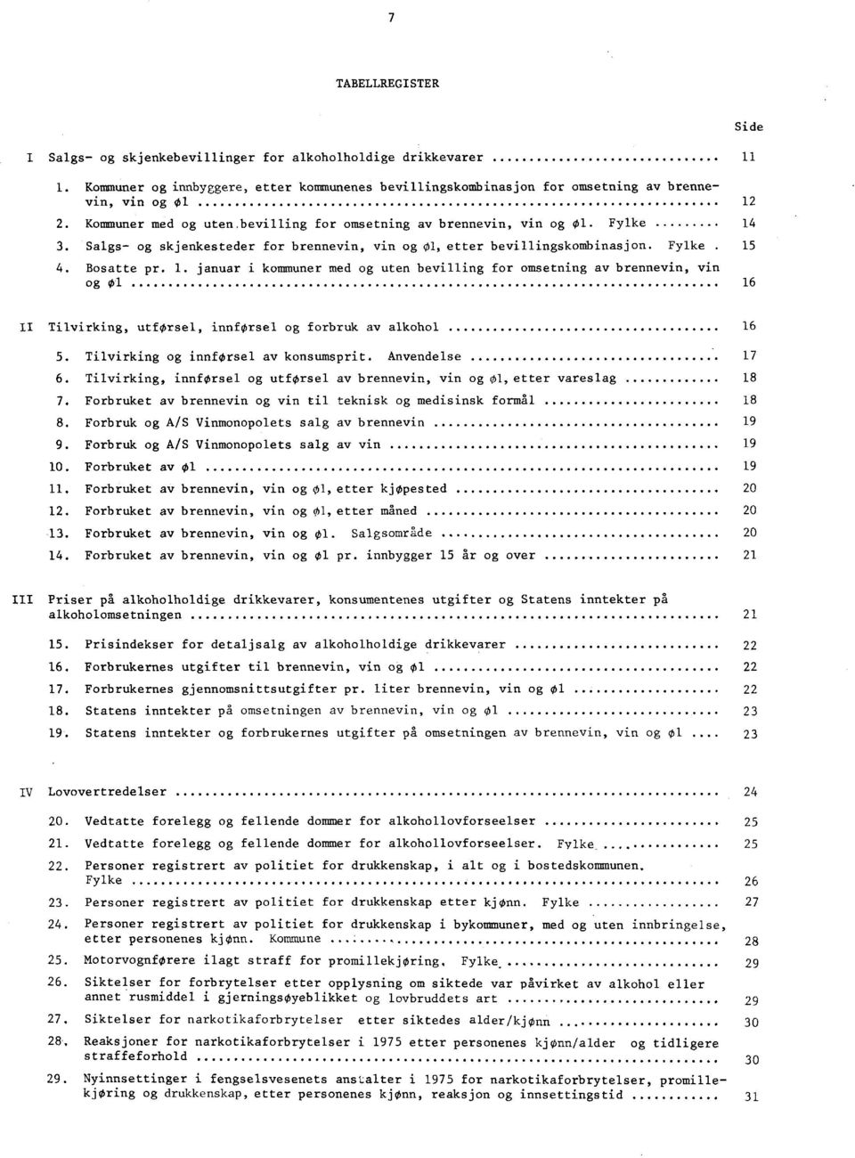 . januar i kommuner med og uten bevilling for omsetning av brennevin, vin og 0 6 Side II Tilvirking, utforsel, innforsel og forbruk av alkohol 6 5. Tilvirking og innforsel av konsumsprit.