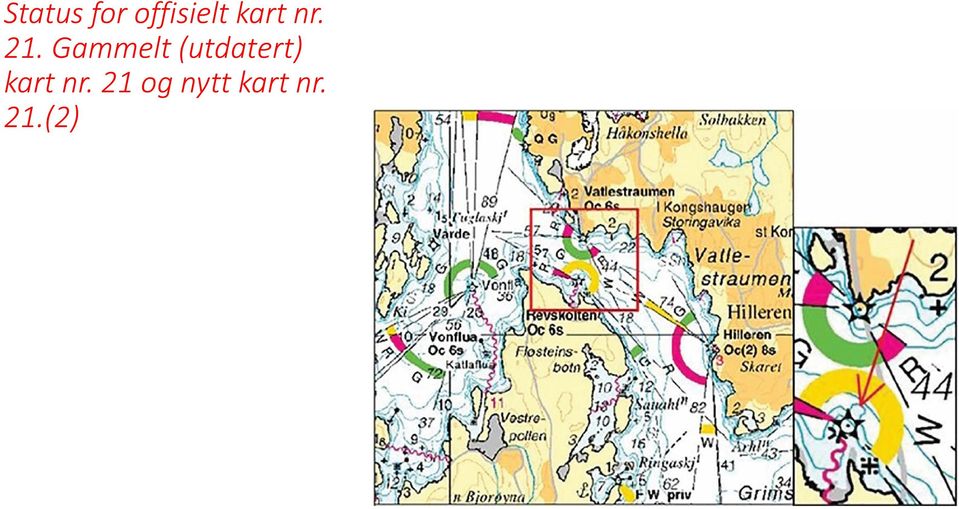 kystkontur/hydrografiske detaljer Dybdekurvene er farekurver ift eget dypgående!