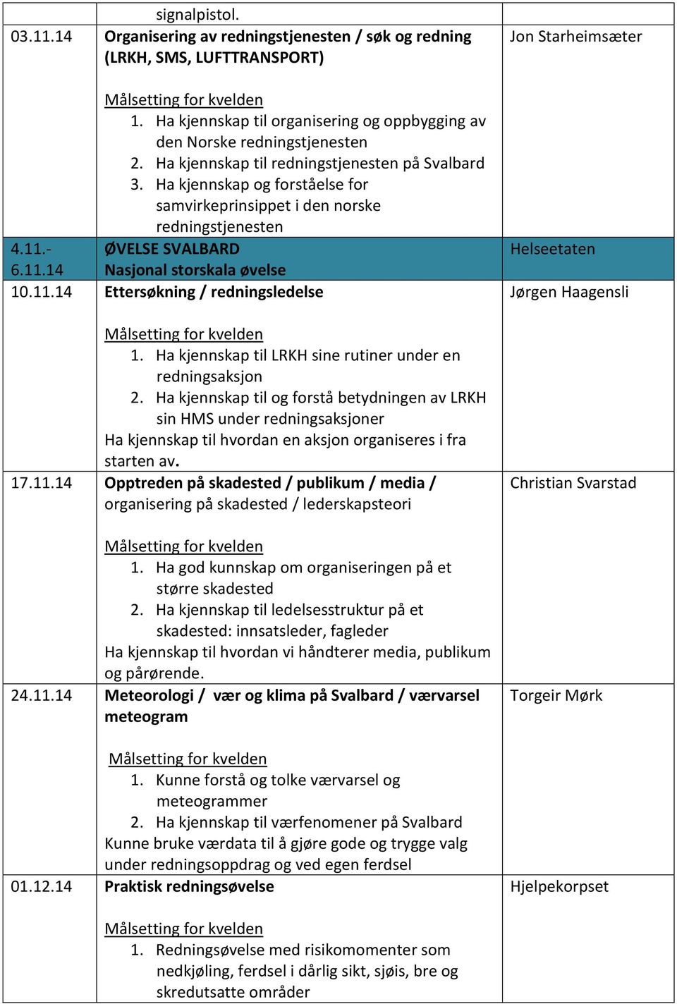 Ha kjennskap til LRKH sine rutiner under en redningsaksjon 2.