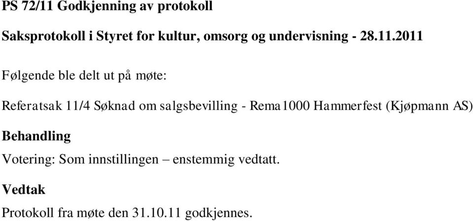 om salgsbevilling - Rema1000 Hammerfest