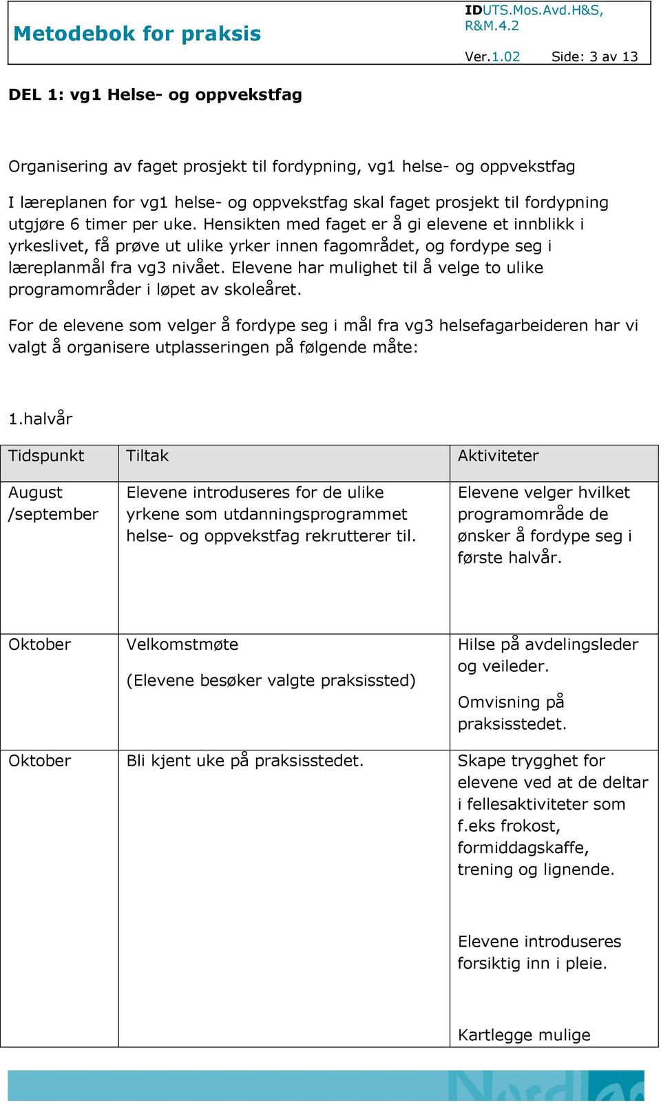 fordypning utgjøre 6 timer per uke. Hensikten med faget er å gi elevene et innblikk i yrkeslivet, få prøve ut ulike yrker innen fagområdet, og fordype seg i læreplanmål fra vg3 nivået.