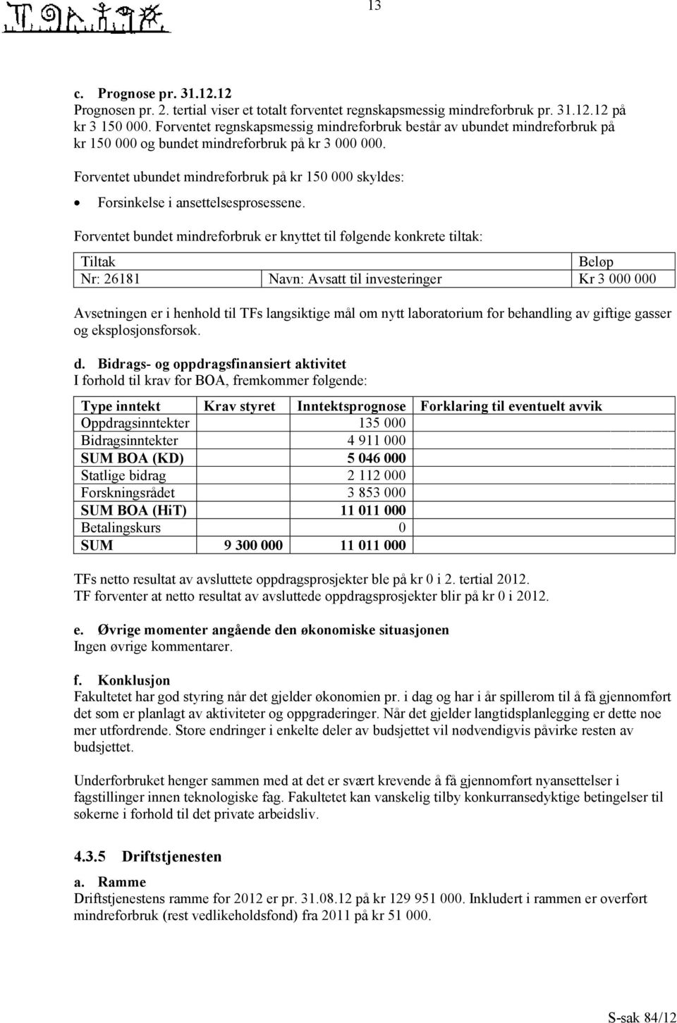 Forventet ubundet mindreforbruk på kr 150 000 skyldes: Forsinkelse i ansettelsesprosessene.