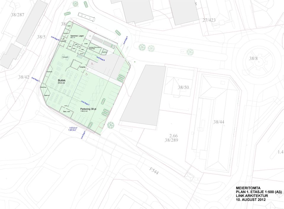 1 673,6 m 2 1 347,8 m 2 wc Spis Kontor Inngang Avfall Snitt Bygg C Snitt Bygg C Varelager/Renovasjon øvrig bygg