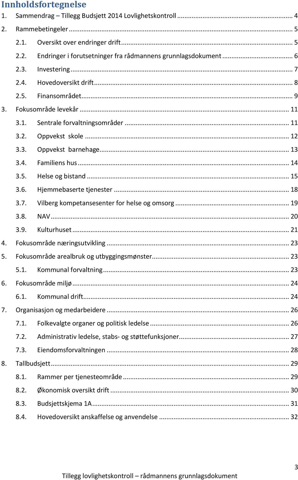 .. 13 3.4. Familiens hus... 14 3.5. Helse og bistand... 15 3.6. Hjemmebaserte tjenester... 18 3.7. Vilberg kompetansesenter for helse og omsorg... 19 3.8. NAV... 20 3.9. Kulturhuset... 21 4.