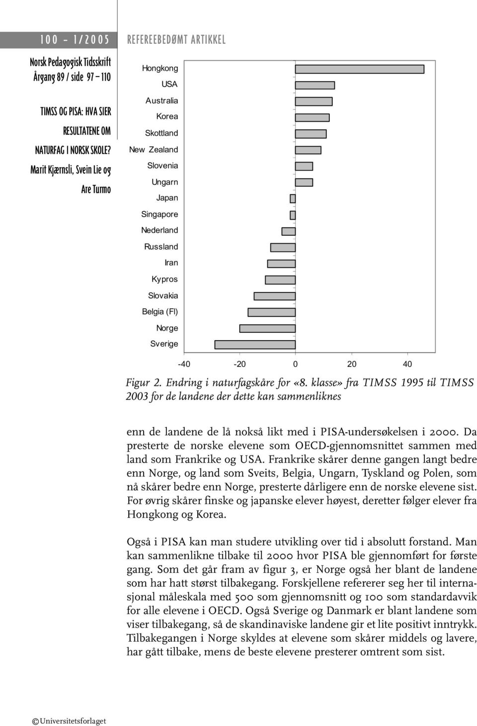 Da presterte de norske elevene som OECD-gjennomsnittet sammen med land som Frankrike og USA.