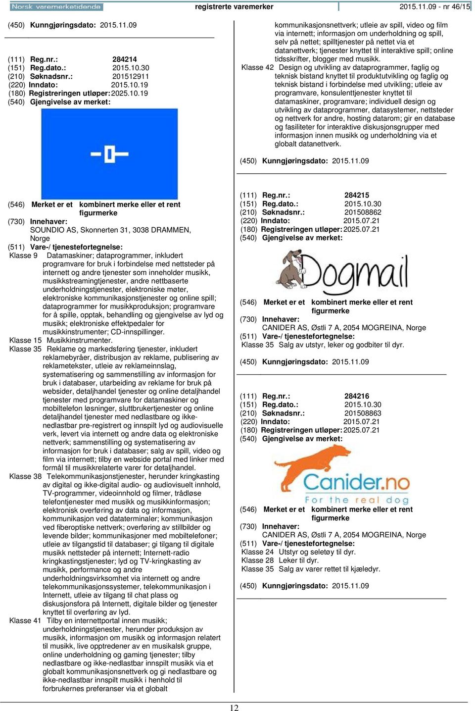 Søknadsnr.: 201512911 (220) Inndato: 2015.10.