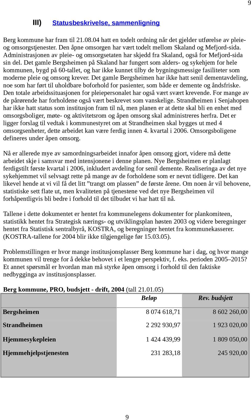 Det gamle Bergsheimen på Skaland har fungert sm alders- g sykehjem fr hele kmmunen, bygd på 60-tallet, g har ikke kunnet tilby de bygningsmessige fasiliteter sm mderne pleie g msrg krever.