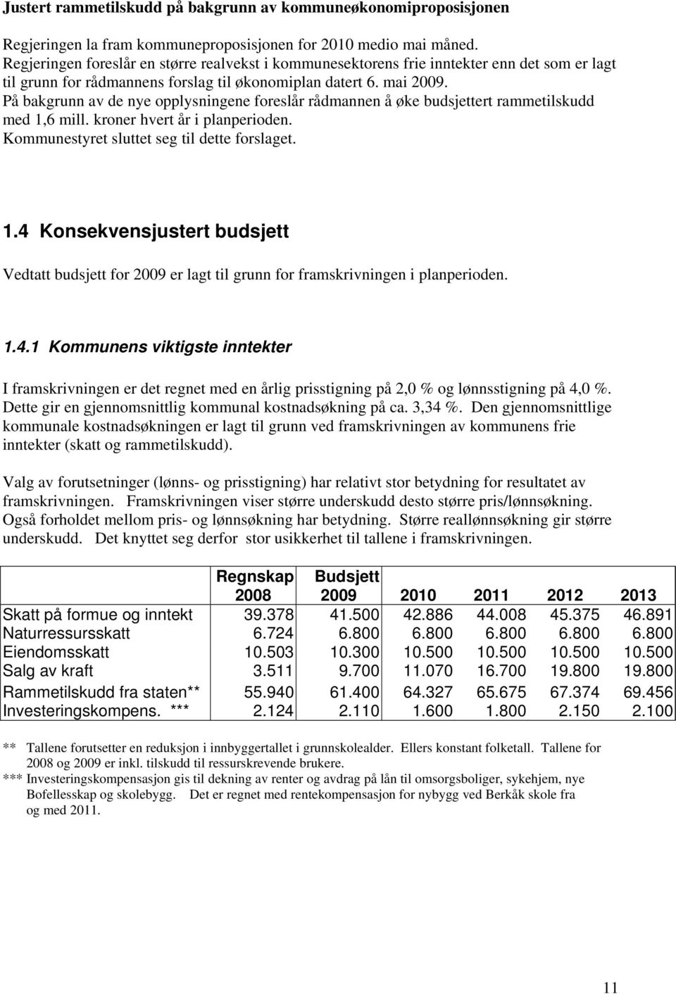 På bakgrunn av de nye opplysningene foreslår rådmannen å øke budsjettert rammetilskudd med 1,