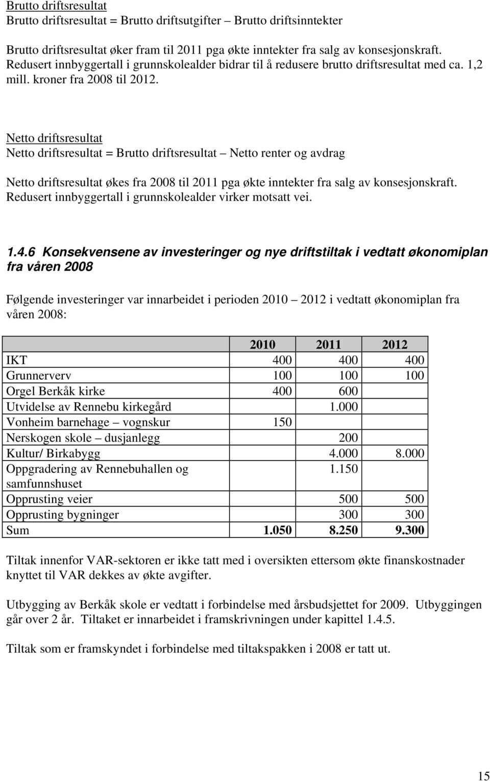 Netto driftsresultat Netto driftsresultat = Brutto driftsresultat Netto renter og avdrag Netto driftsresultat økes fra 2008 til 2011 pga økte inntekter fra salg av konsesjonskraft.