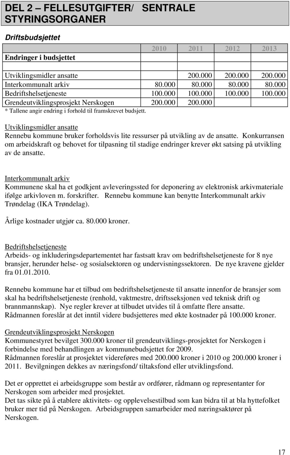 Utviklingsmidler ansatte Rennebu kommune bruker forholdsvis lite ressurser på utvikling av de ansatte.