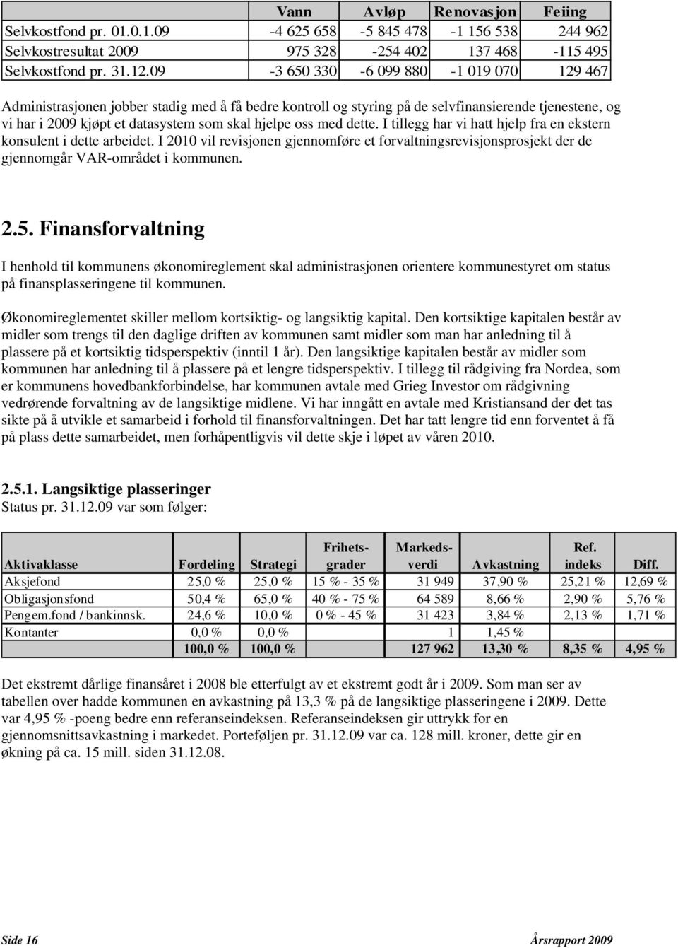 med dette. I tillegg har vi hatt hjelp fra en ekstern konsulent i dette arbeidet. I 2010 vil revisjonen gjennomføre et forvaltningsrevisjonsprosjekt der de gjennomgår VAR-området i kommunen. 2.5.