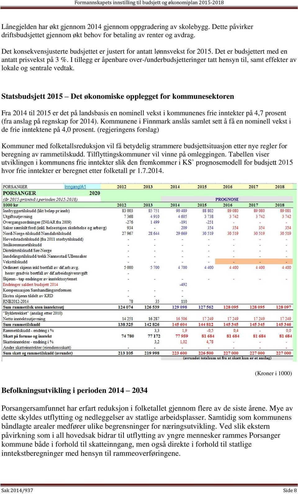 I tillegg er åpenbare over-/underbudsjetteringer tatt hensyn til, samt effekter av lokale og sentrale vedtak.