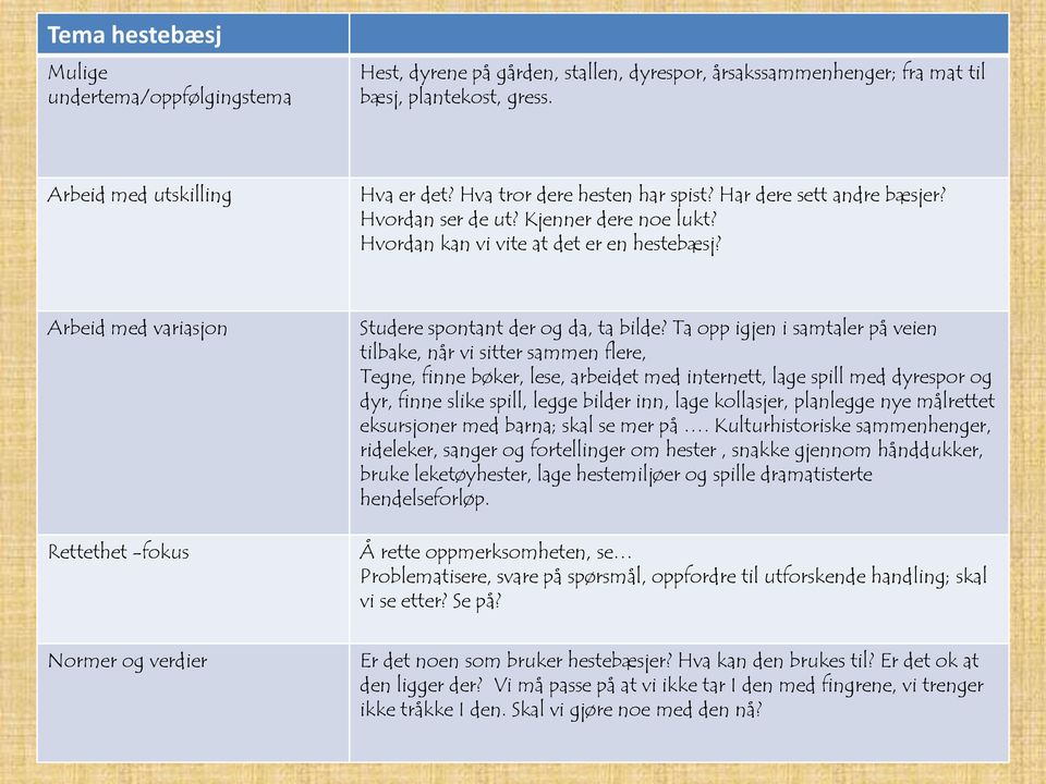 Arbeid med variasjon Rettethet -fokus Studere spontant der og da, ta bilde?