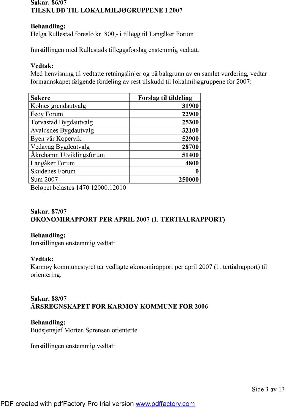 tildeling Kolnes grendautvalg 31900 Feøy Forum 22900 Torvastad Bygdautvalg 25300 Avaldsnes Bygdautvalg 32100 Byen vår Kopervik 52900 Vedavåg Bygdeutvalg 28700 Åkrehamn Utviklingsforum 51400 Langåker