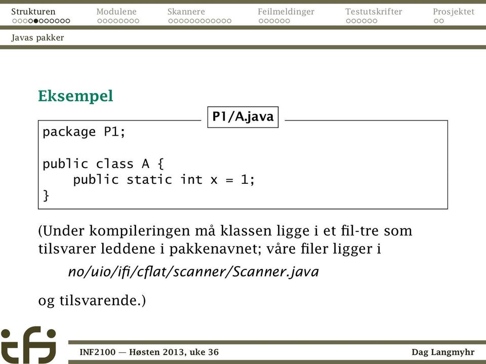 kompileringen må klassen ligge i et fil-tre som tilsvarer