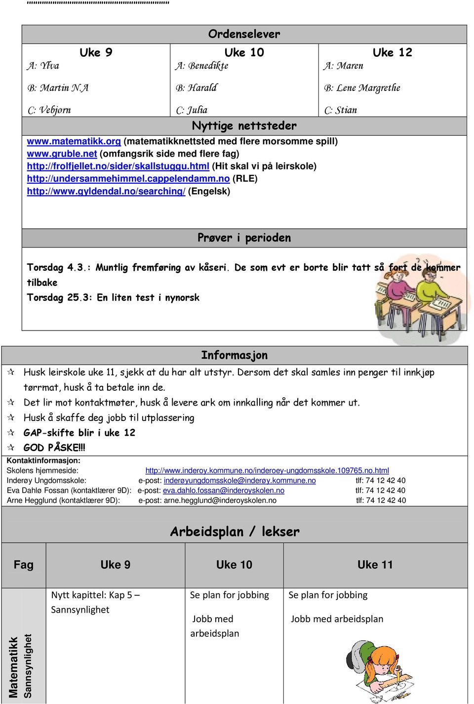 cappelendamm.no () http://www.gyldendal.no/searching/ (Engelsk) C: Stian Prøver i perioden 4.3.: Muntlig fremføring av kåseri. De som evt er borte blir tatt så fort de kommer tilbake 25.