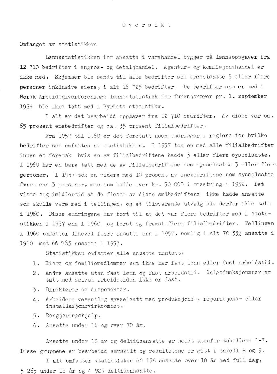 De bedrifter som er med i Norsk Arbeidsgiverforenings lonnsstatistikk for funksjonærer pr.. september 959 ble ikke tatt med i -r3yr!lets statisti'kk. I alt er det bearbeidd, pgaver fra 2 70 bedrifter.