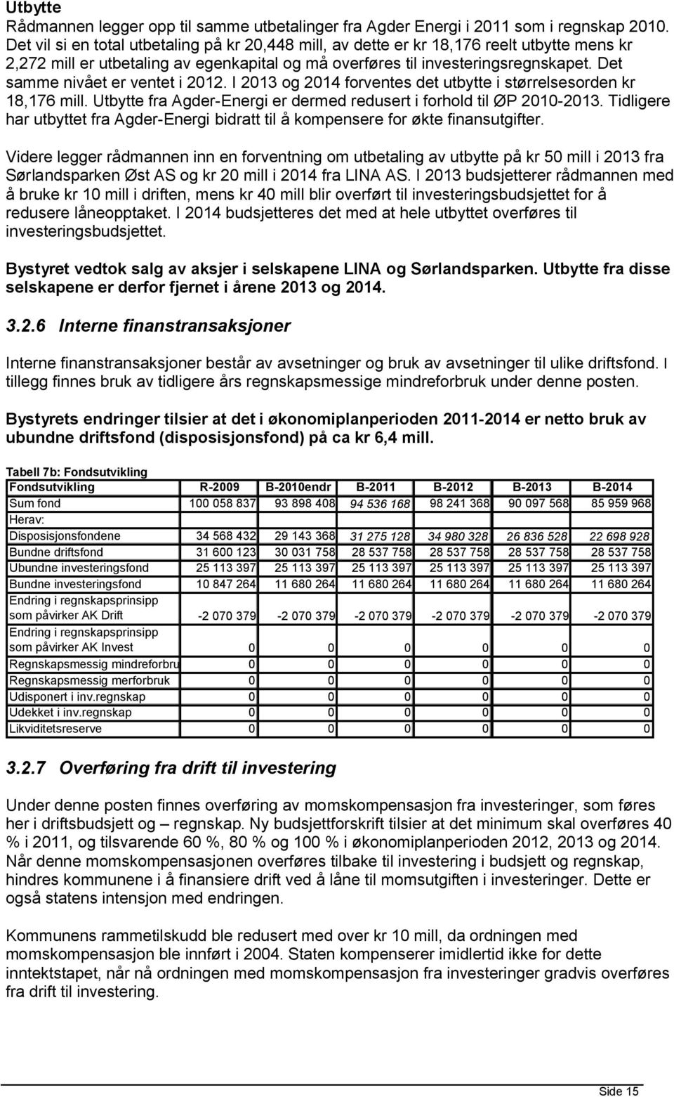 Det samme nivået er ventet i 2012. I 2013 g 2014 frventes det utbytte i størrelsesrden kr 18,176 mill. Utbytte fra Agder-Energi er dermed redusert i frhld til ØP 2010-2013.