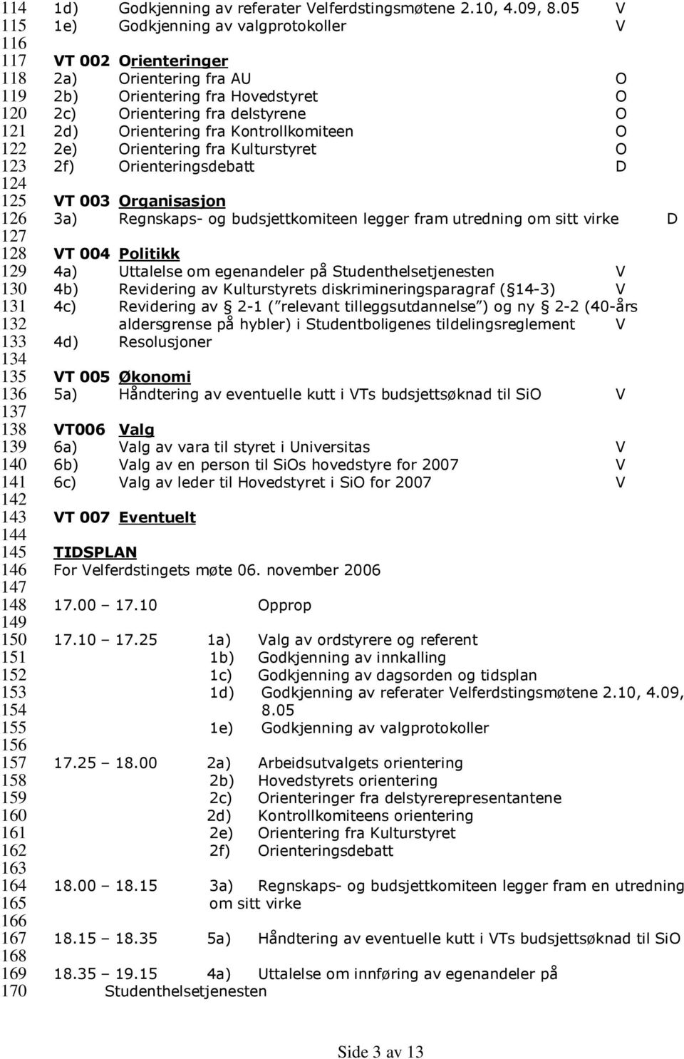 05 V 1e) Godkjenning av valgprotokoller V VT 002 Orienteringer 2a) Orientering fra AU O 2b) Orientering fra Hovedstyret O 2c) Orientering fra delstyrene O 2d) Orientering fra Kontrollkomiteen O 2e)