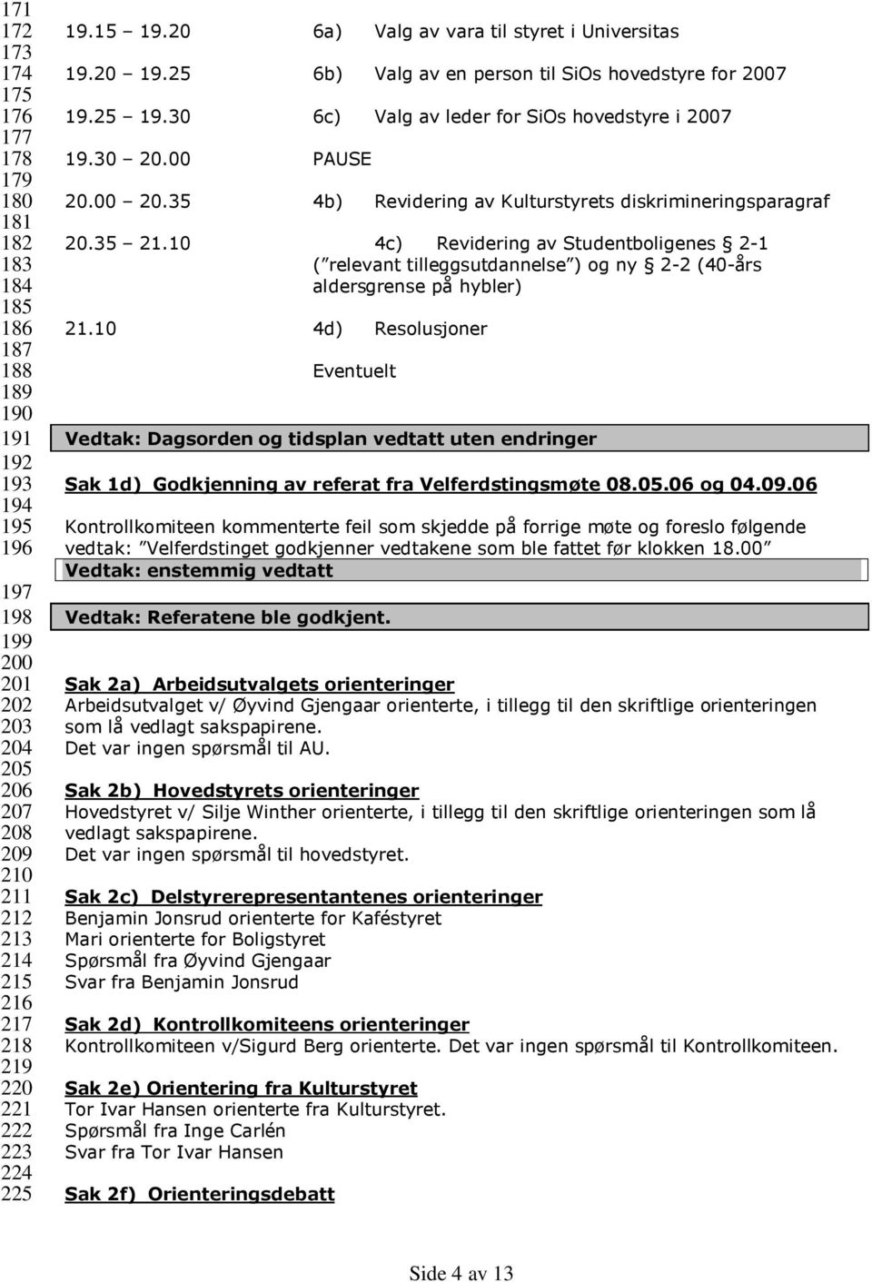 30 20.00 PAUSE 20.00 20.35 4b) Revidering av Kulturstyrets diskrimineringsparagraf 20.35 21.