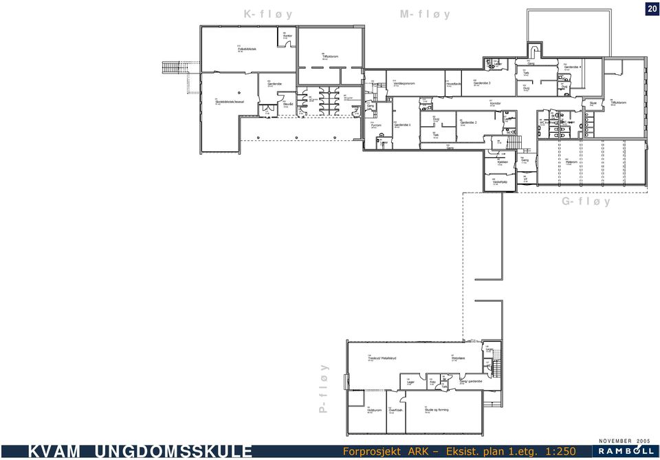 F. 013 Gang 3 m2 014 Fyrrom 24 m2 020 Garderobe 1 34 m2 018 019 WC 023 Dusj 1 022 Tørk 025 Garderobe 2 3 017 Korridor 67 m2 027 Lærer 5 m2 026 WC 039 BK 040 WC kvinner 1 041 WC menn Sluse 5 m2 038