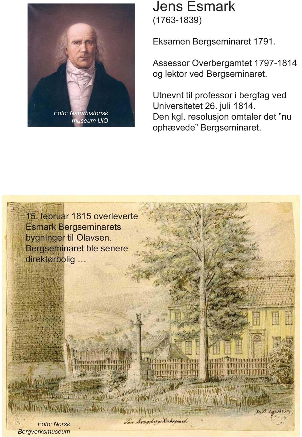 Foto: Naturhistorisk museum UiO Utnevnt til professor i bergfag ved Universitetet 26. juli 1814.