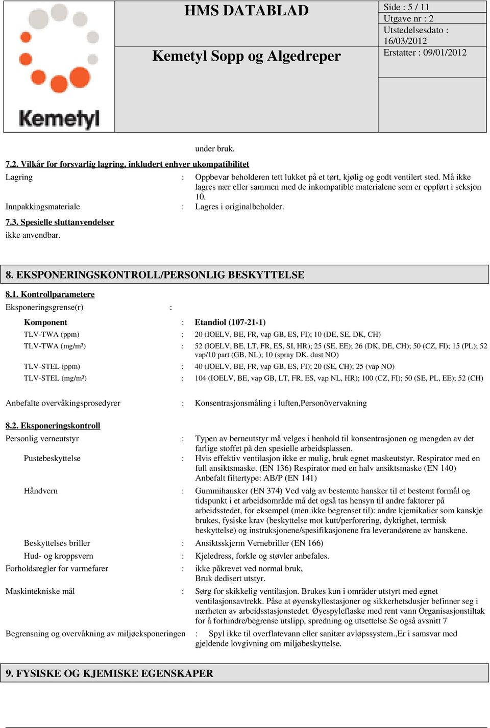 EKSPONERINGSKONTROLL/PERSONLIG BESKYTTELSE 8.1.