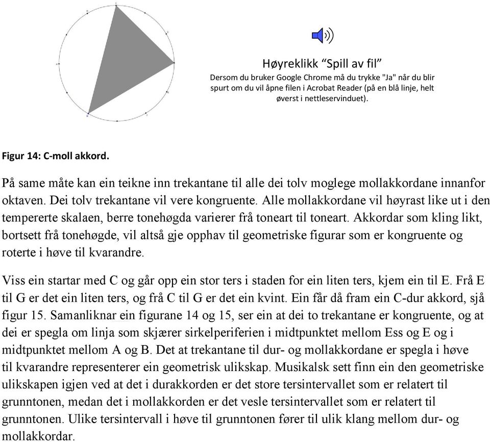 Akkordar som kling likt, bortsett frå tonehøgde, vil altså gje opphav til geometriske figurar som er kongruente og roterte i høve til kvarandre.