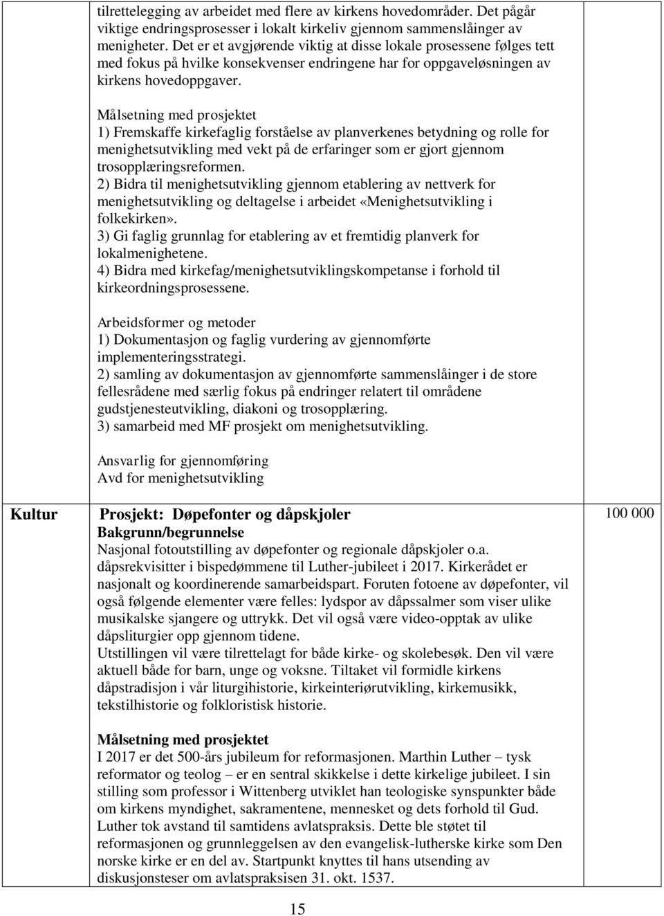 Målsetning med prosjektet 1) Fremskaffe kirkefaglig forståelse av planverkenes betydning og rolle for menighetsutvikling med vekt på de erfaringer som er gjort gjennom trosopplæringsreformen.