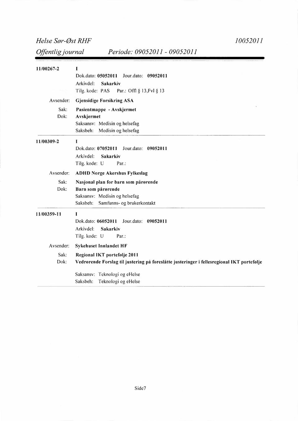 dato: 09052011 Avsender: ADHD Norge Akershus Fylkeslag Sak: Nasjonal plan for barn som pårørende Dok: Barn som pårørende Medisin og helsefag Sarnfunns- og brukerkontakt