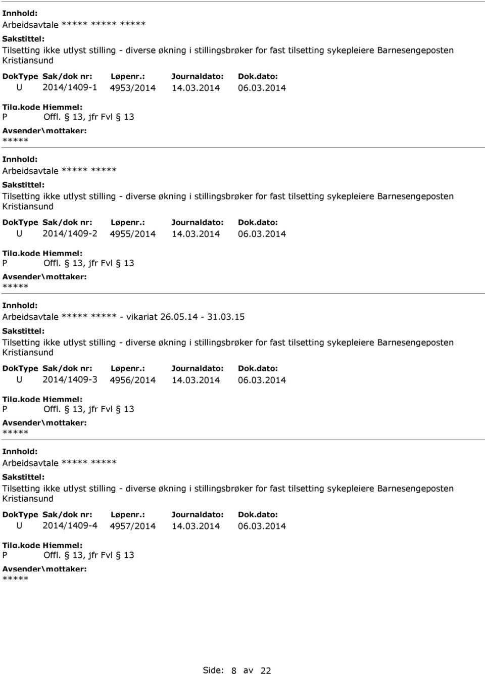 Arbeidsavtale - vikariat 26.05.14-31.03.