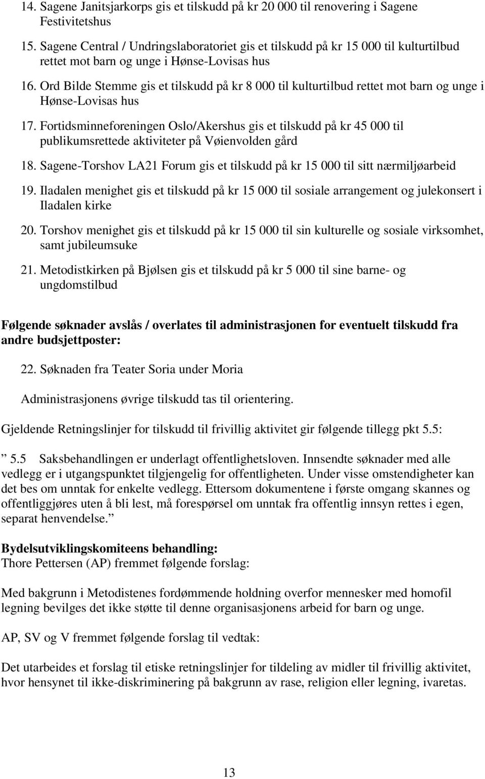 Ord Bilde Stemme gis et tilskudd på kr 8 000 til kulturtilbud rettet mot barn og unge i Hønse-Lovisas hus 17.