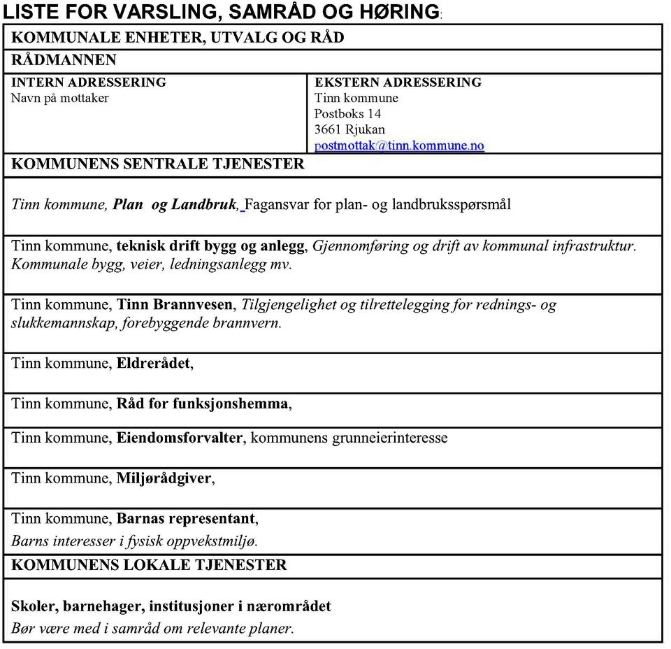 Kommunalebygg,veier,ledningsanleggmv. Tinn kommune,tinn Brannvesen, Tilgjengelighetog tilretteleggingfor rednings- og slukkemannskap, forebyggendebrannvern.