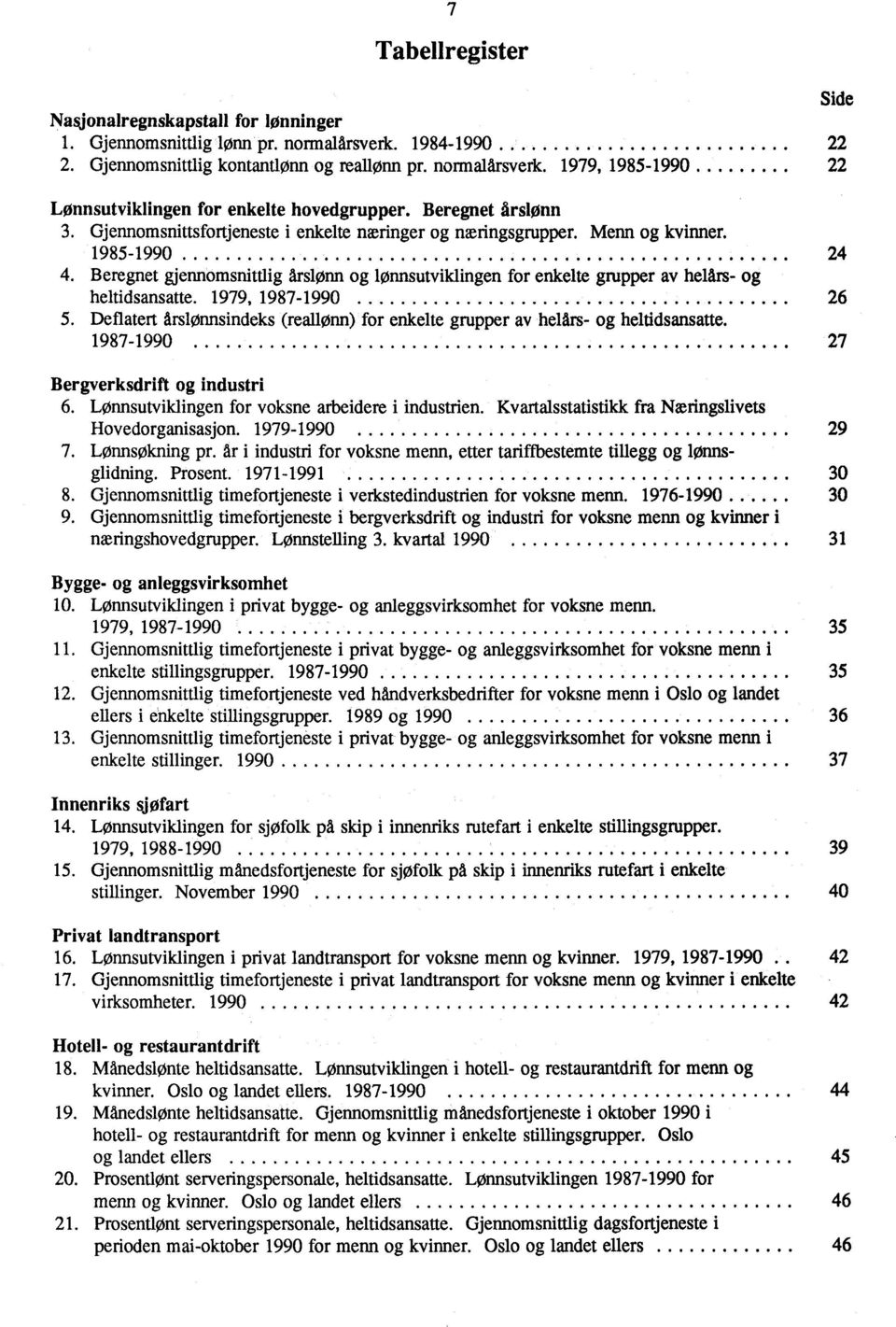 Beregnet gjennomsnittlig årslønn og lønnsutviklingen for enkelte grupper av helårs- og heltidsansatte. 1979, 1987-1990 26 5.