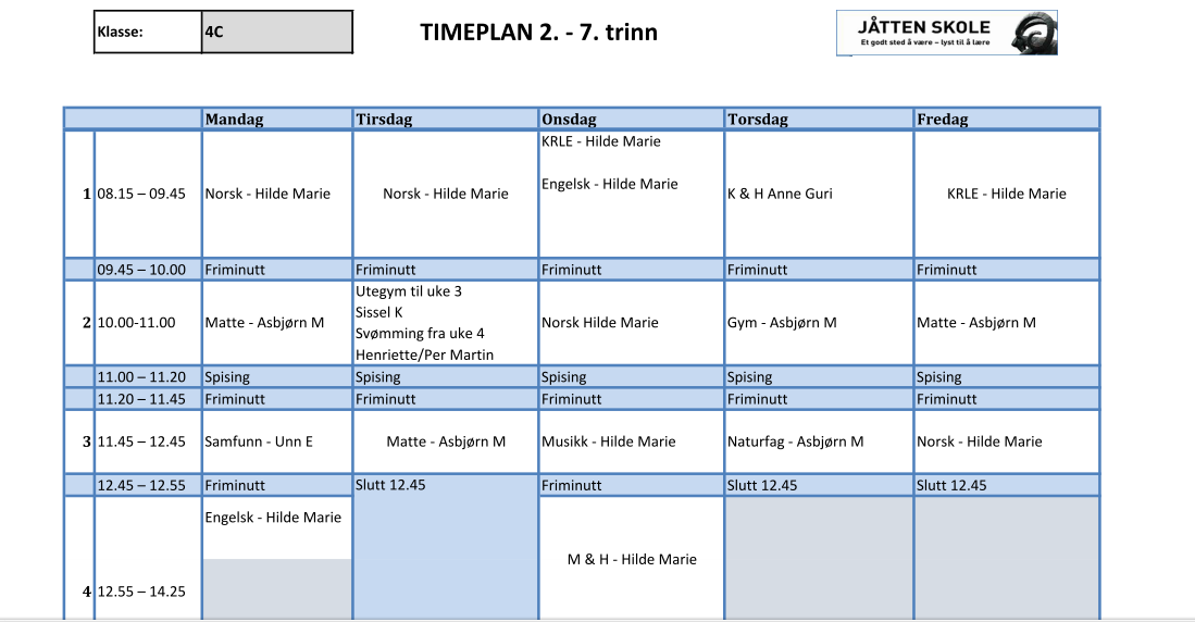 Timeplan