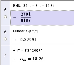 c) tan max f max 0. 99 max tan 0. 99 8. (At x ab, altså at a x x eller at x er mellomproporsjonalen mellom b a og b, kan vises ved et rent geometrisk resonnement (se oppgaver med punktets potens i R!