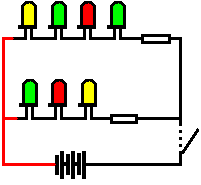 Lysdiodekart flere LEDs 4,5 V batteri Antall lysdioder