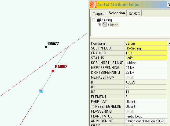 Spesifikasjon : 041 01 Dokumentasjon i GeoNIS Side 44 av 73 Eks: Sikringen settes inn her på koblingslinjen til linjebryteren. 15 Fordelingsskap Felt/Avganger 15.