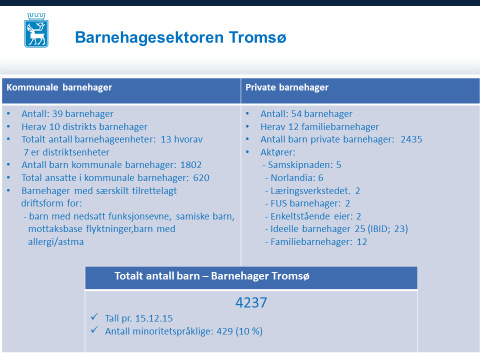 1 Tromsø kommune noen data Tromsø kommune har 75000 innbygger. I tillegg kommer ca. 10.